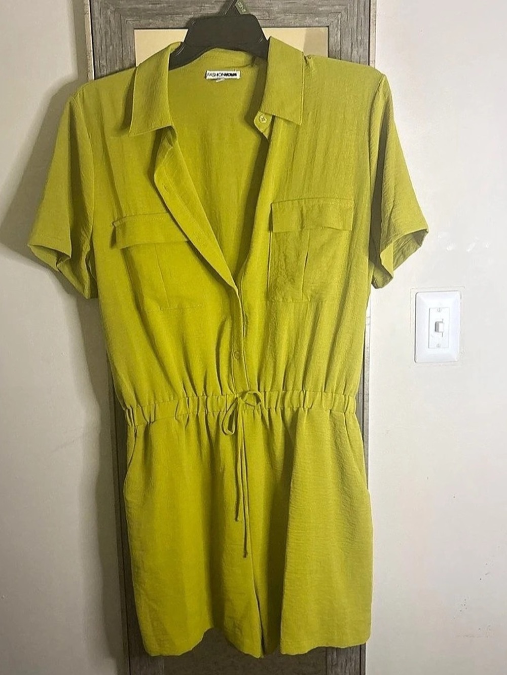 FASHION NOVA Green Utility Romper Like New